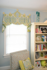 Window Works Studio valance mounted on wood medallions