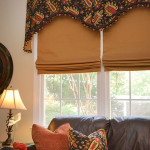 Window Works Studio shaped cornices and cordless roman shades window treatments