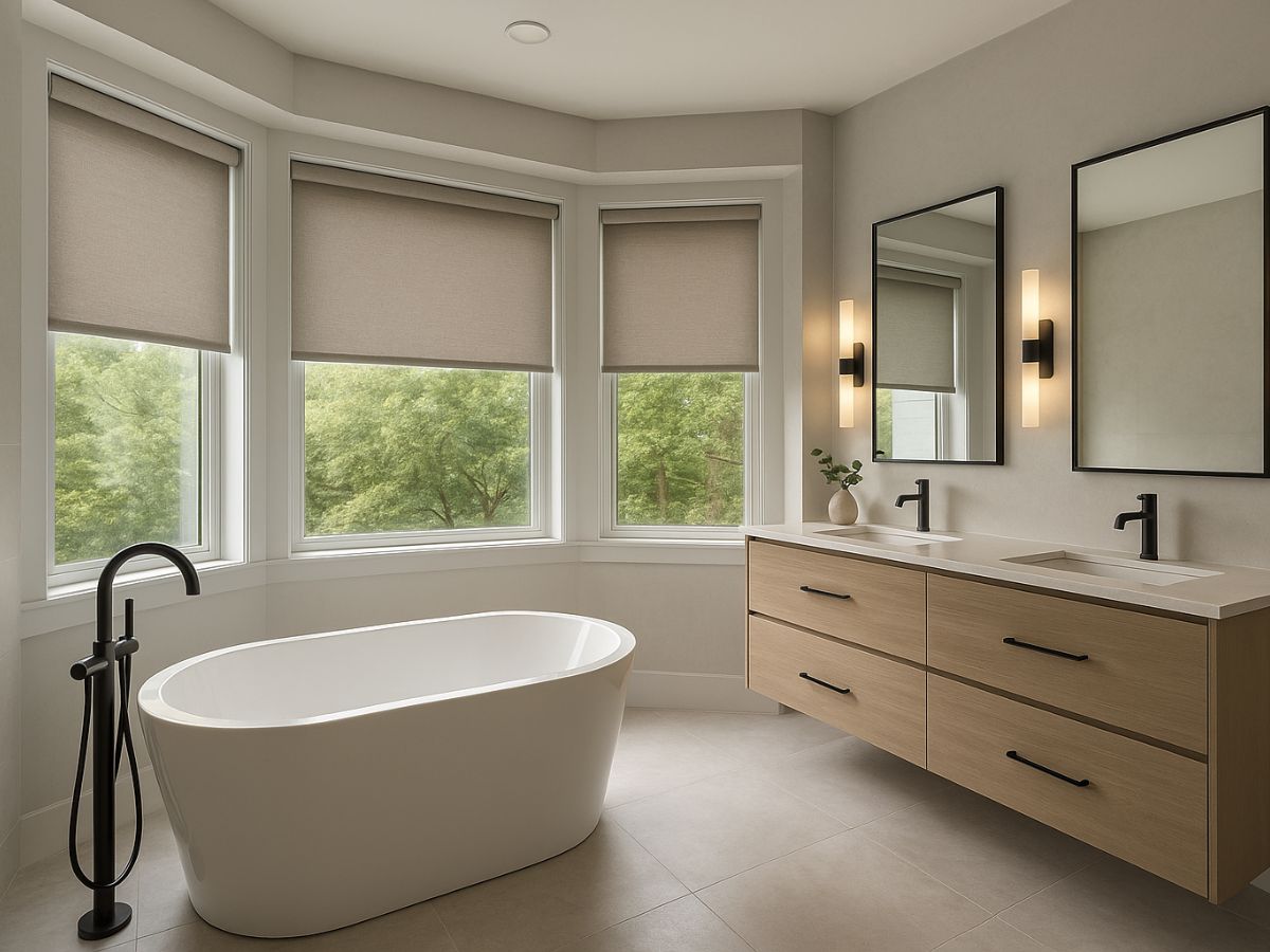 professionally designed and installed shades for bay windows look cohesive while adapting to angled spaces
